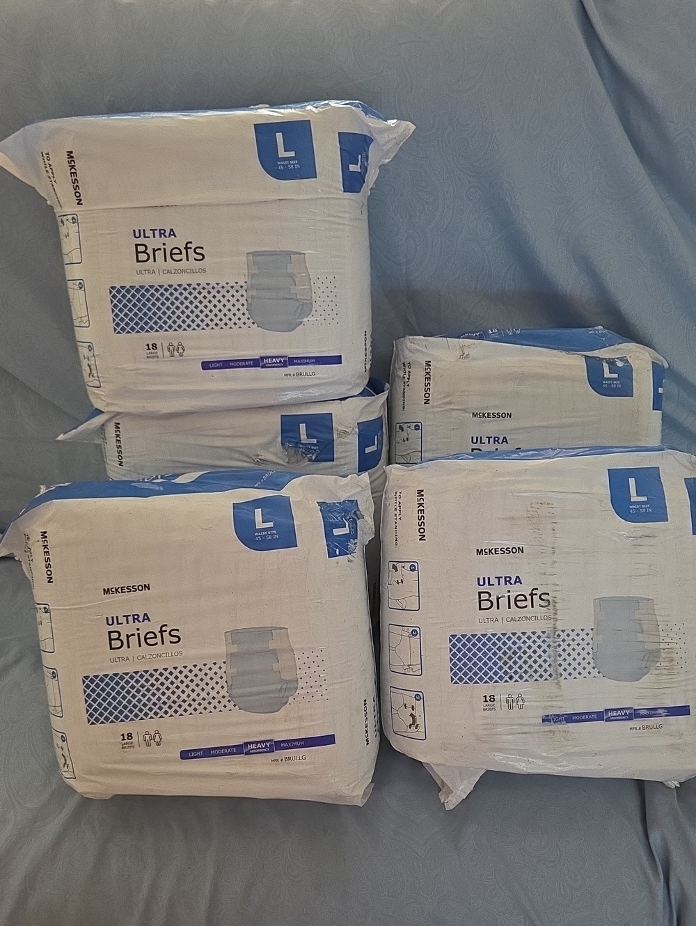 Ultra Briefs Adult Incontinence Briefs - Large - White with Blue Accents